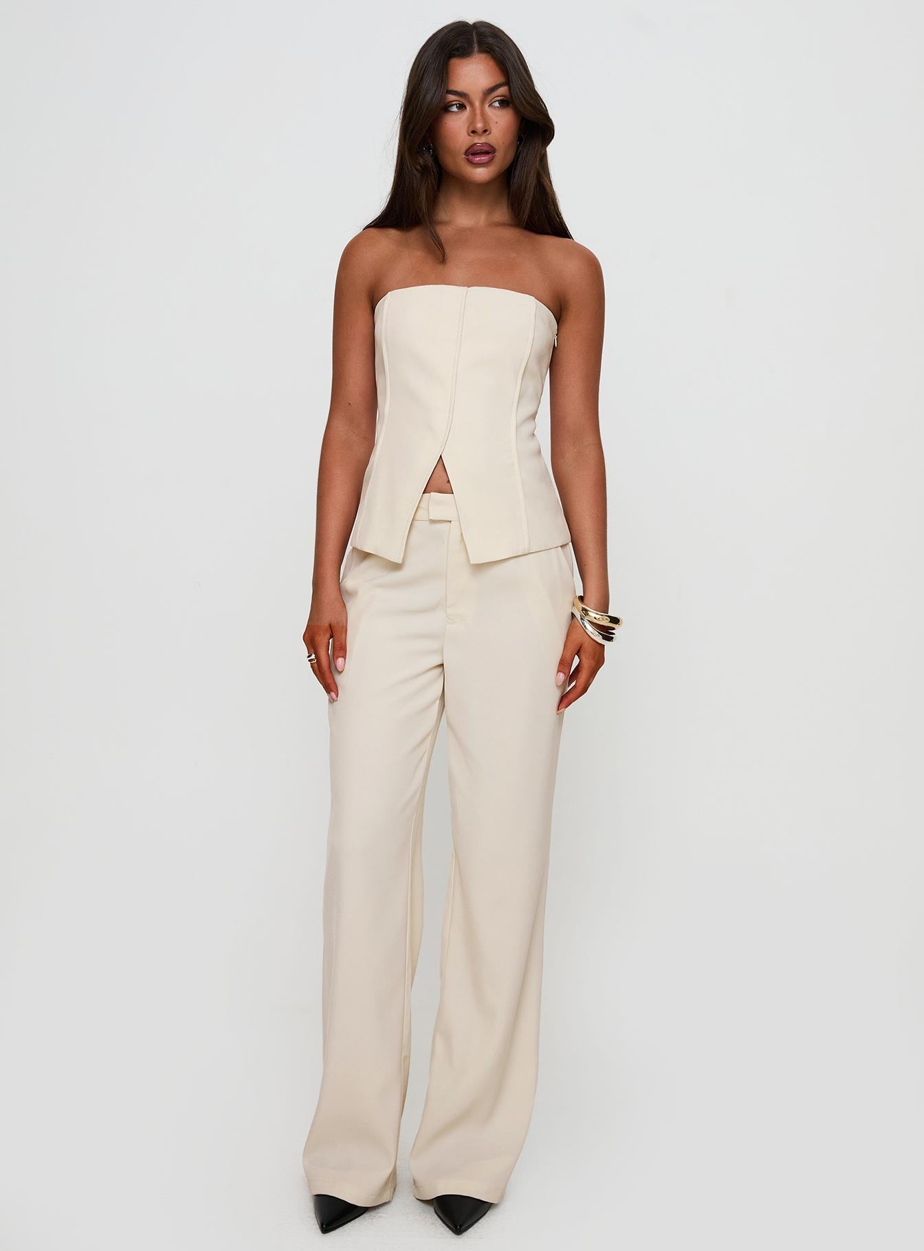 Lavish Living Strapless Top Cream Petite