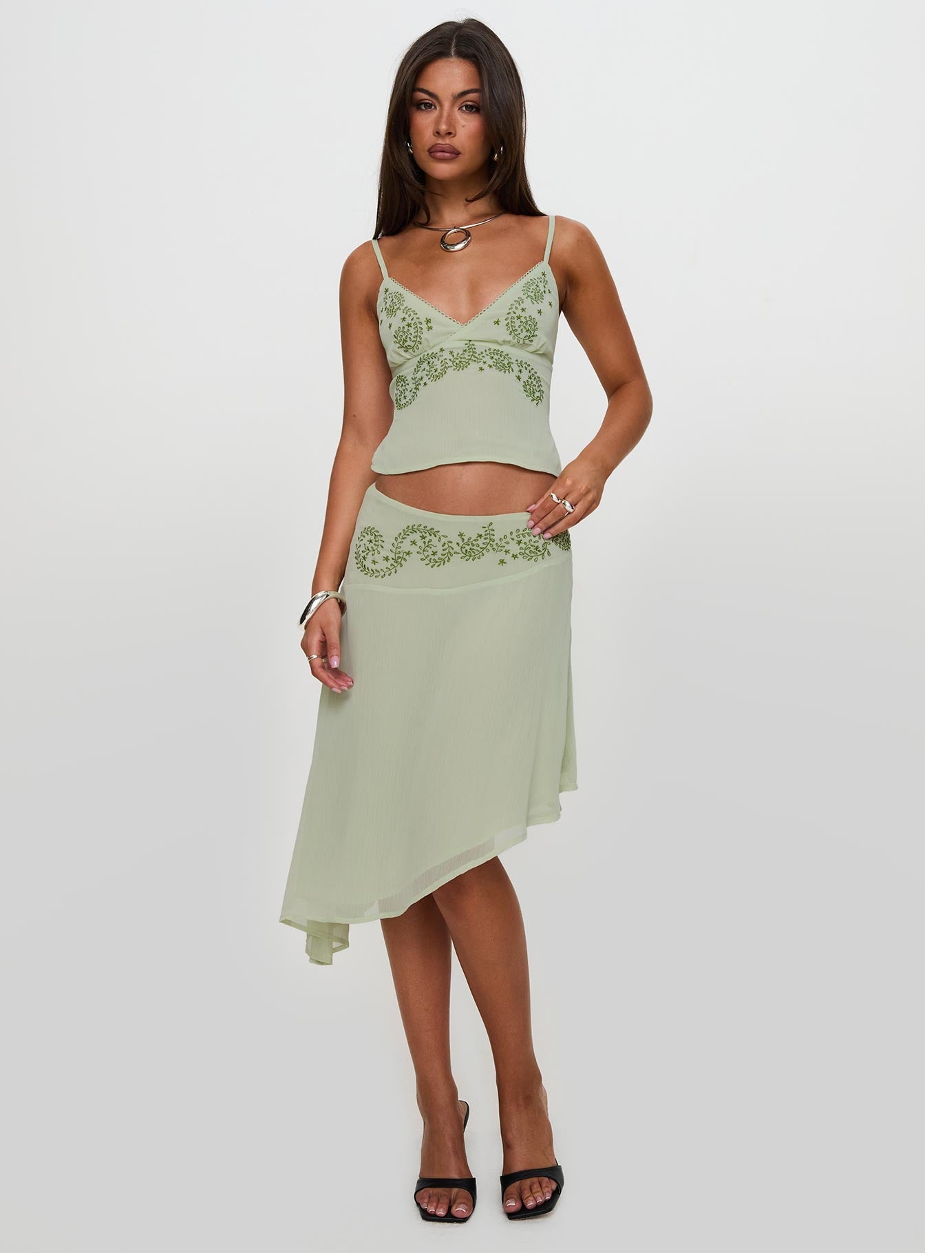 Pappilion Asymmetrical Skirt Sage