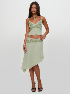 Pappilion Asymmetrical Midi Skirt Sage Petite Skirts 