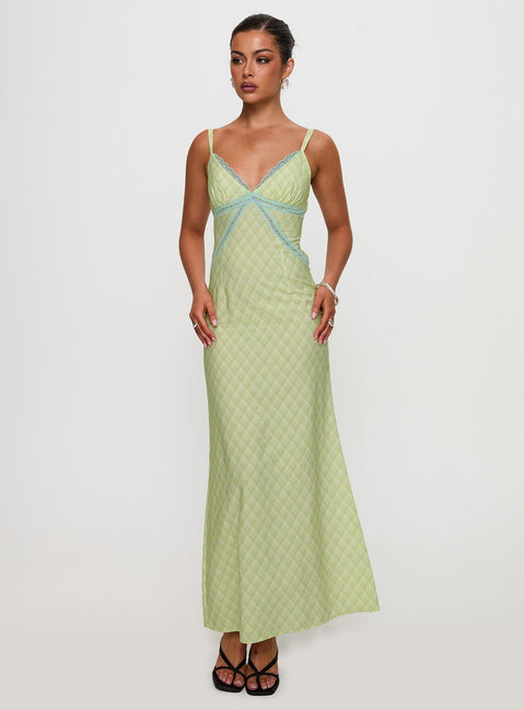 Leabella Maxi Dress Green Check
