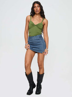 Kippiy Denim Mini Skirt Mid Wash