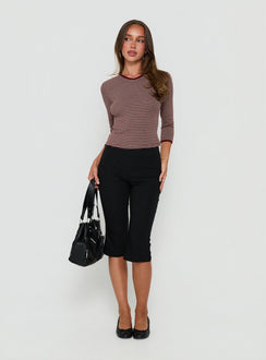 Charlaya V Neck 3/4 Sleeve Top Red Stripe