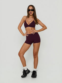 Aerial Active Crossback Bralette Burgundy