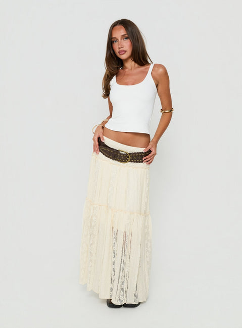 Odiana Lace Tiered Maxi Skirt Cream
