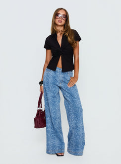 Spoken Truth Mid Rise Straight Leg Jeans Snake Blue Wash