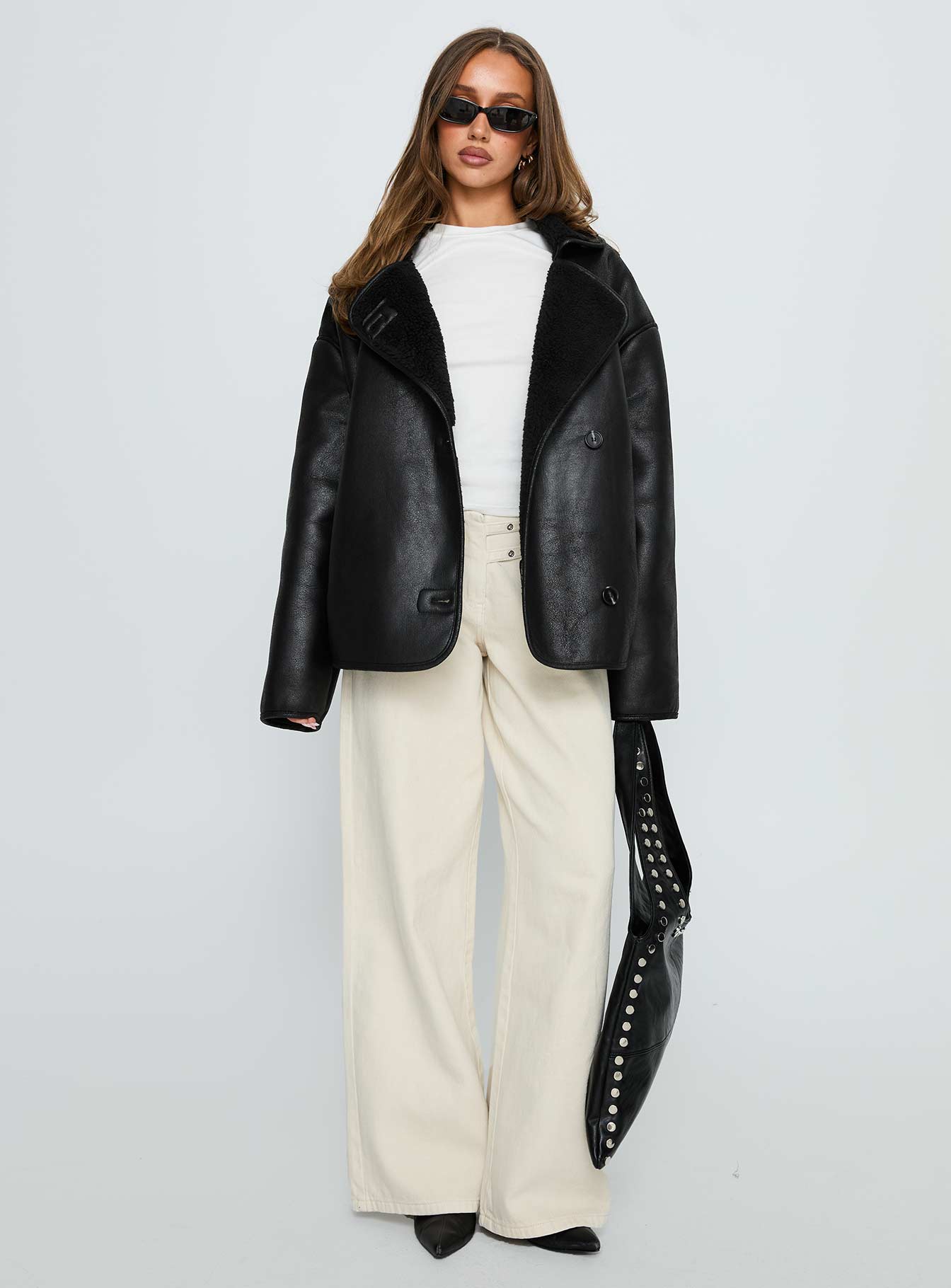 Nunez Faux Leather Jacket Black