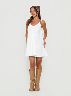 Cirelle V Neck Mini Dress White