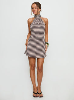 Ephron High Neck Playsuit Grey Stripe