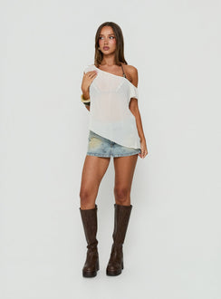 Sidra Off Shoulder Sheer Top Cream