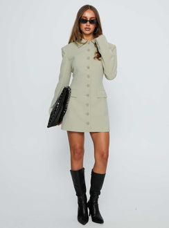 Cheri Long Sleeve Mini Dress Matcha