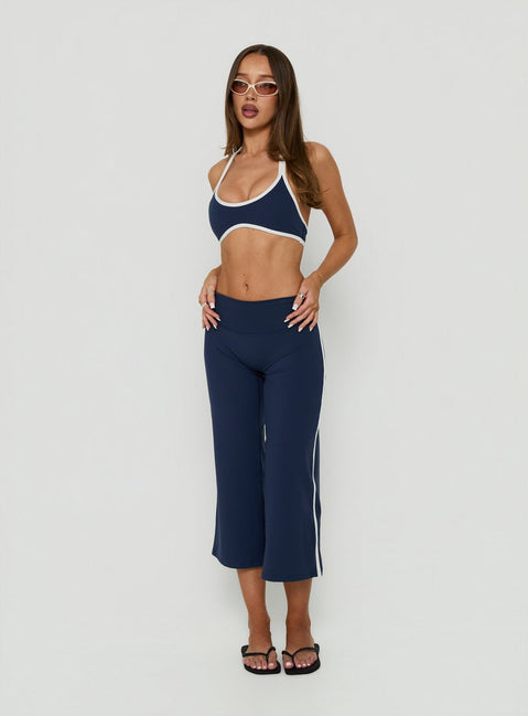 Luma Active Halter Crop Top Navy / White