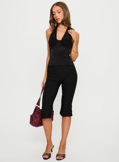 Ashely Sheer Corset Halter Top Black