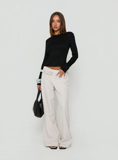 Long Weekends Semi-Sheer Long Sleeve Top Black
