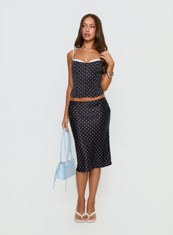 Somani Layered Corset Top Black Polka Dot