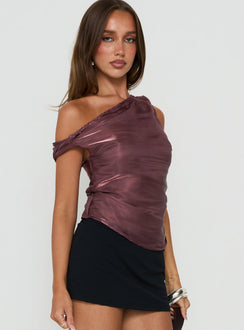 Charleah Draped Off Shoulder Top Plum