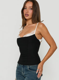 Renaissance Corset Lace Top Black / White