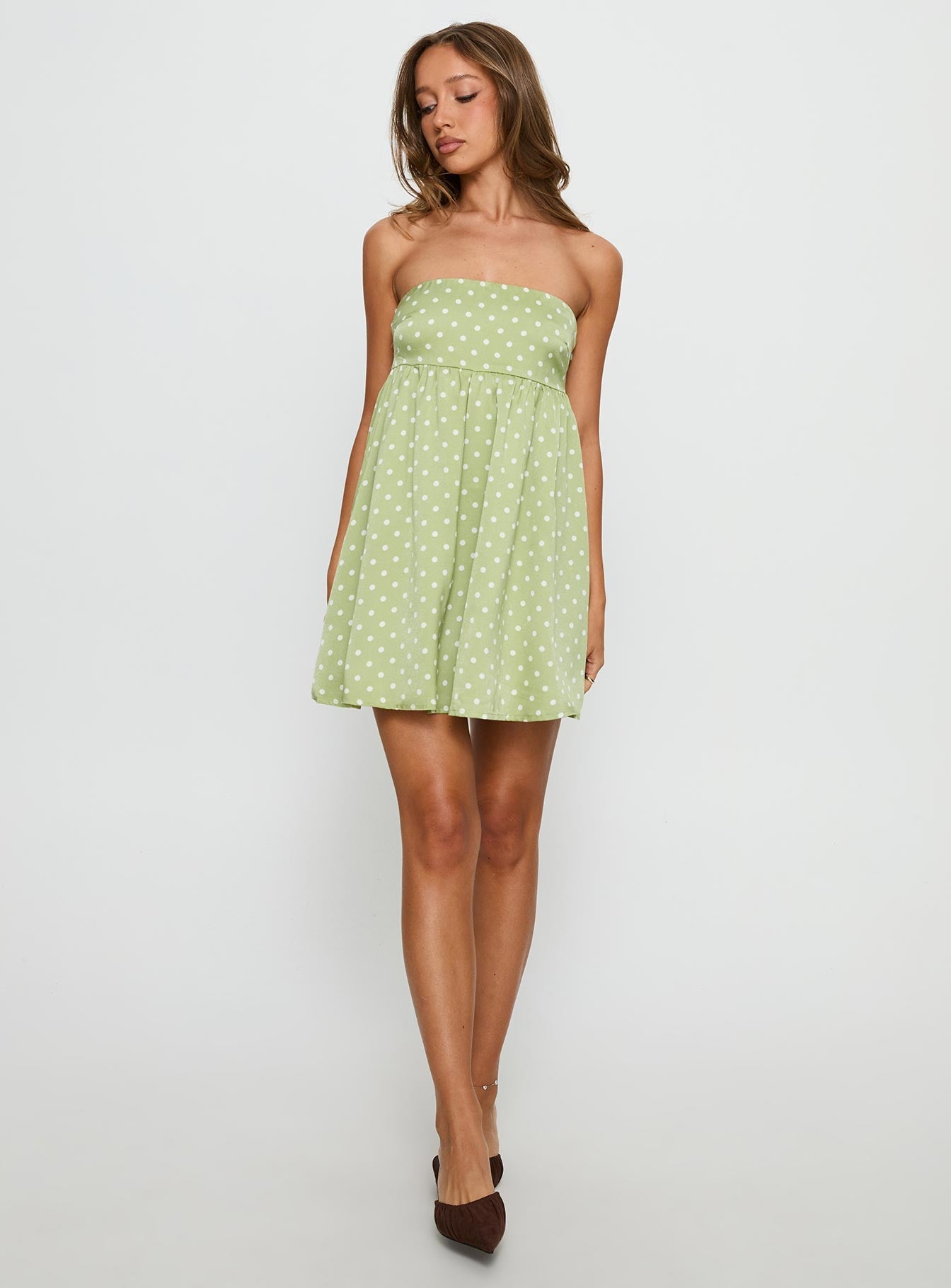 green emerald velvet dress Follow the Dream Strapless Mini Dress Green Polka Dot