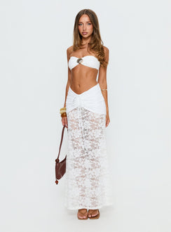 Eilise Ruched Sheer Maxi Skirt White