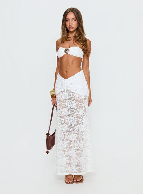 Eilise Ruched Sheer Maxi Skirt White