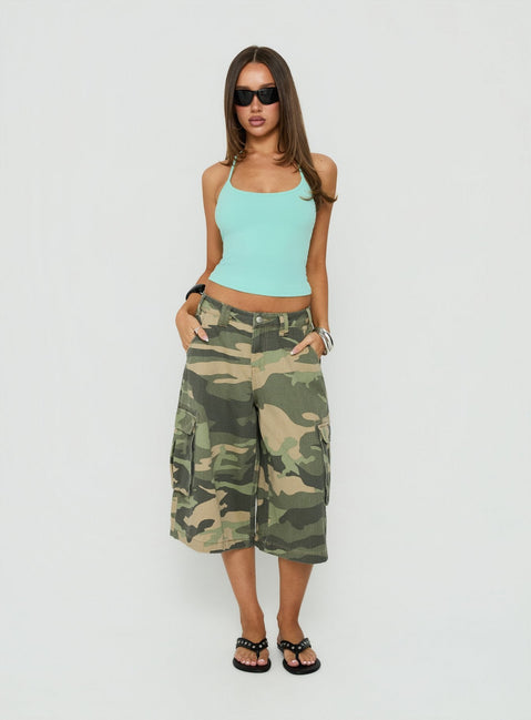 Daily Define Thin Strap Halter Tank Top Turquoise