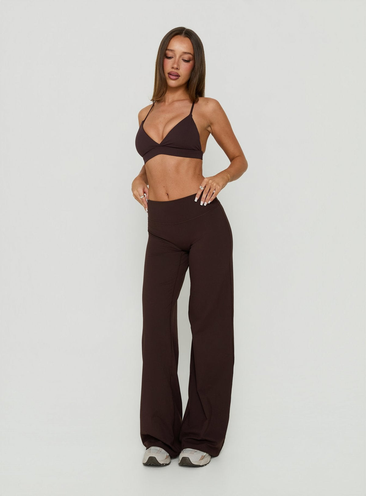 Velora Active Wide Leg Pants Chocolate