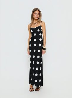 Avienna Maxi Dress Black Polka Dot