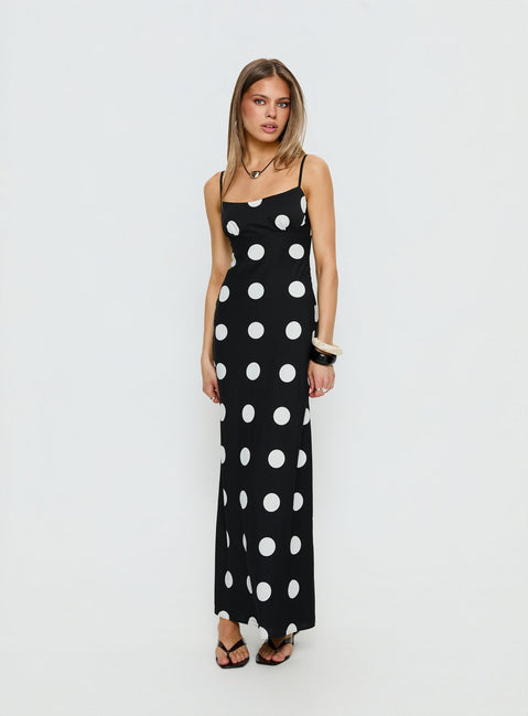 Avienna Maxi Dress Black Polka Dot