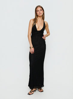 Jordina Lace Halter Maxi Dress Black