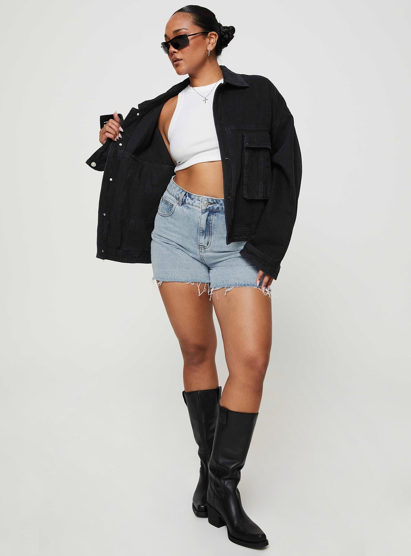 product Princess Polly Laurena Denim Shorts High Waisted Shorts 