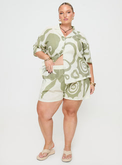 Green Graphic print shirt Relaxed fit, lapel collar, button fastening at front