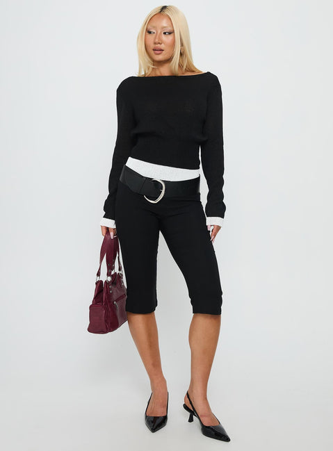 Dresano Wide Neck Knit Sweater Black / White