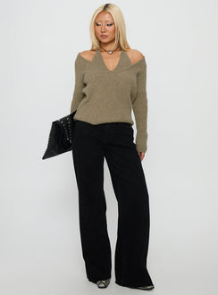 Sensibility Halter Detail Knit Sweater Green