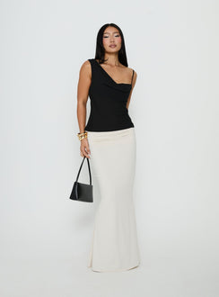 Crafted with the Liorah Foldover Waist Maxi Skirt Cream in womens-skirts featuring maxi length product Princess Polly