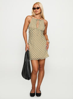 Beesting Mini Dress Yellow / Brown Plaid