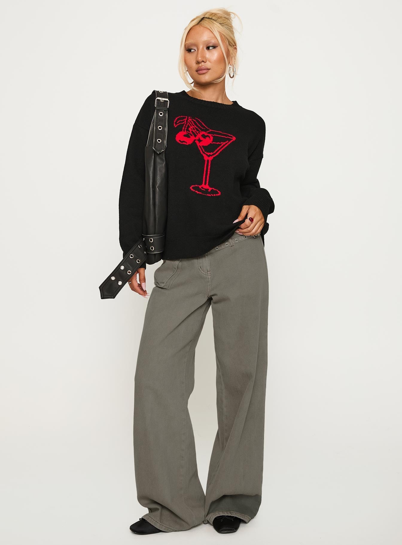 Like A Charm Knit Sweater Black / Red