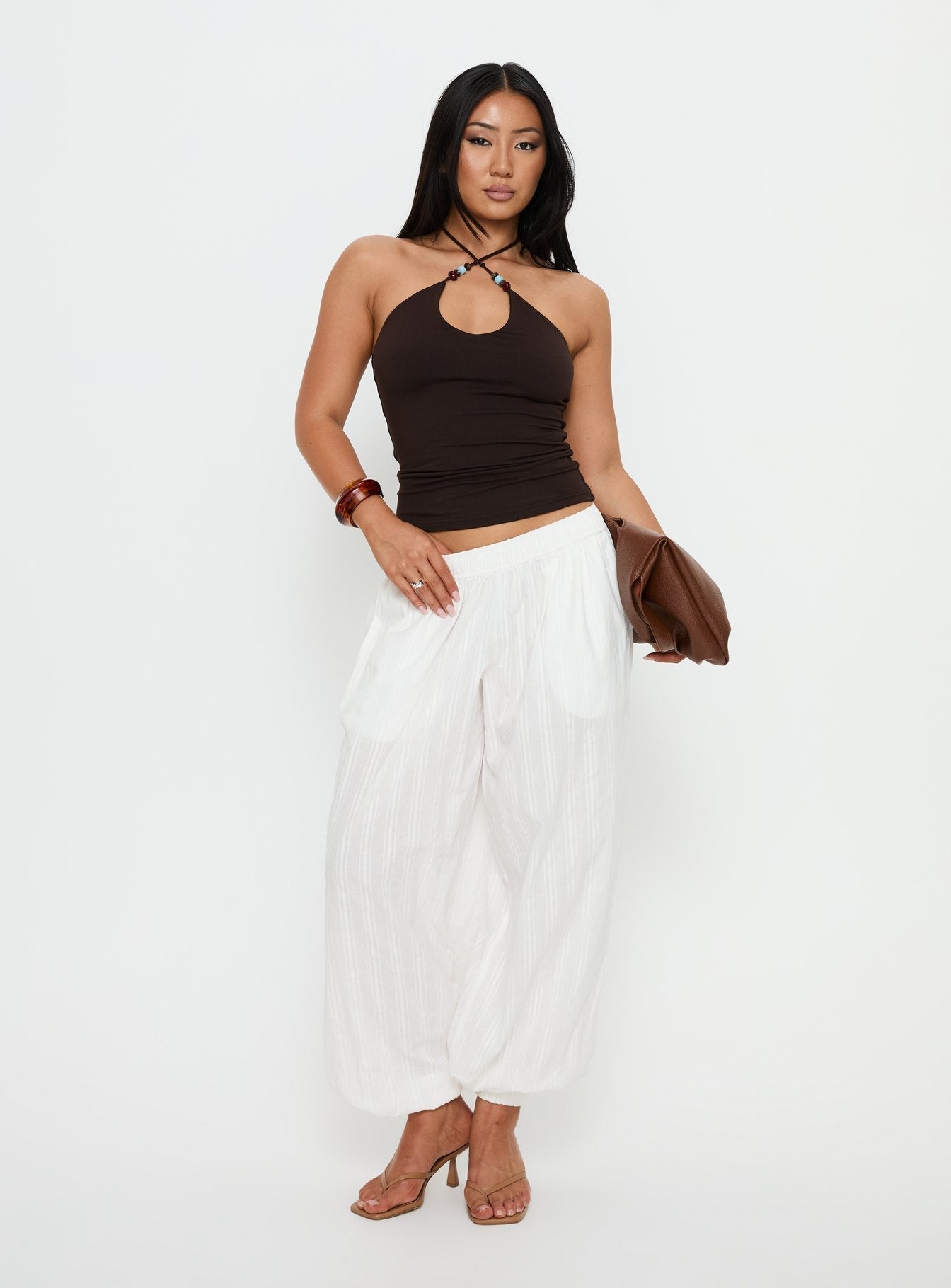 Manika Bead Detail Top Chocolate