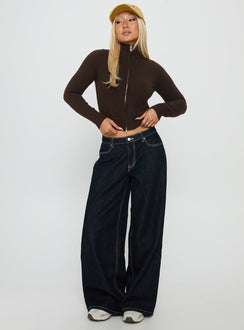 So Exclusive Zip Through Knit Jumper Brown