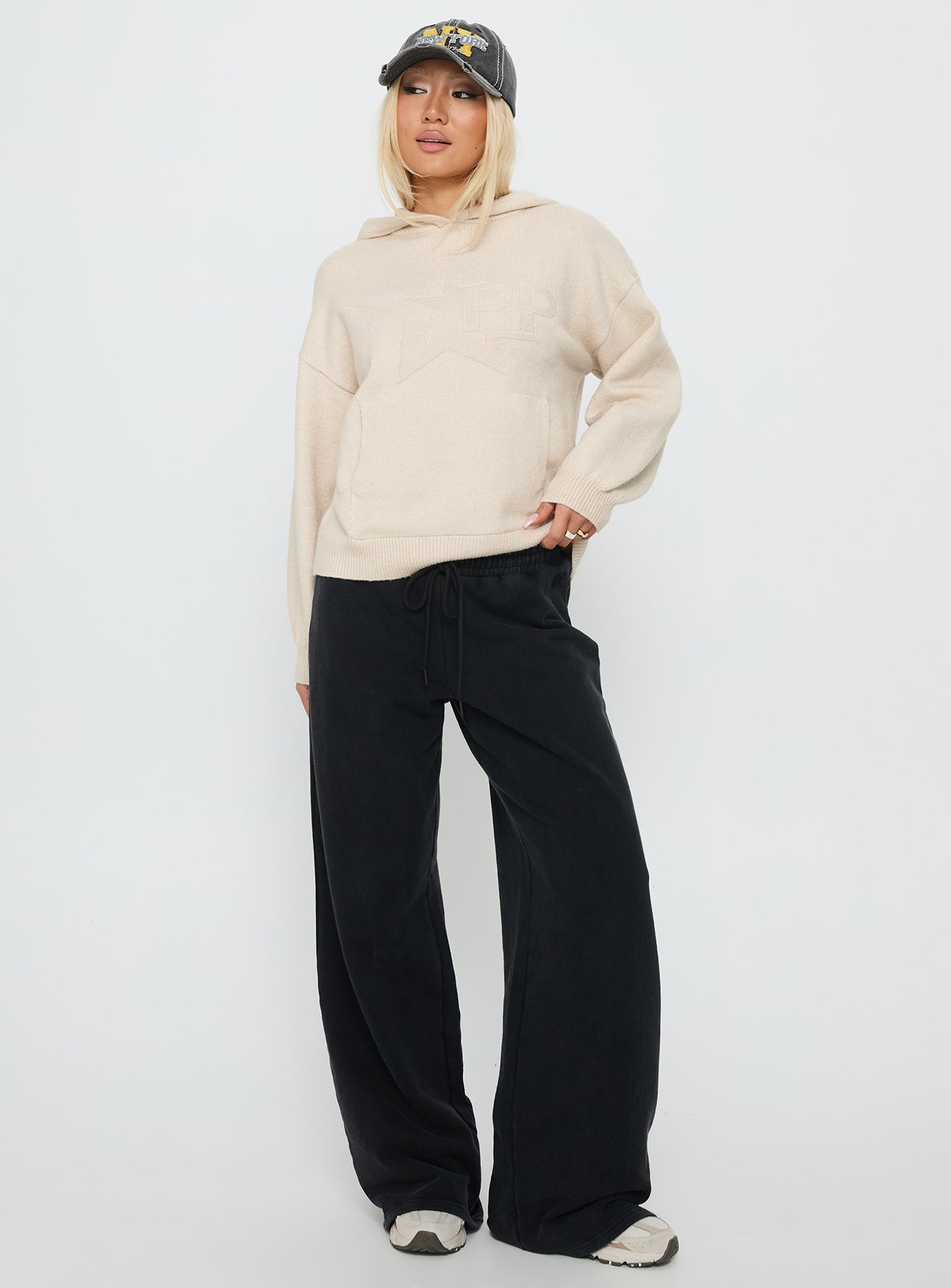 Princess Polly Knit Hoodie Beige