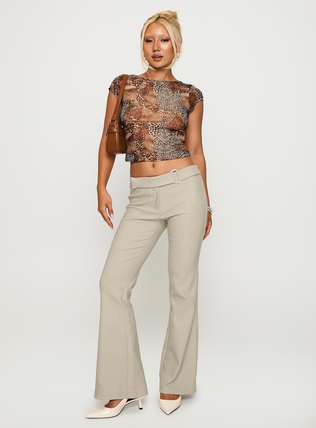 Angel Unknown Flare Pants Taupe