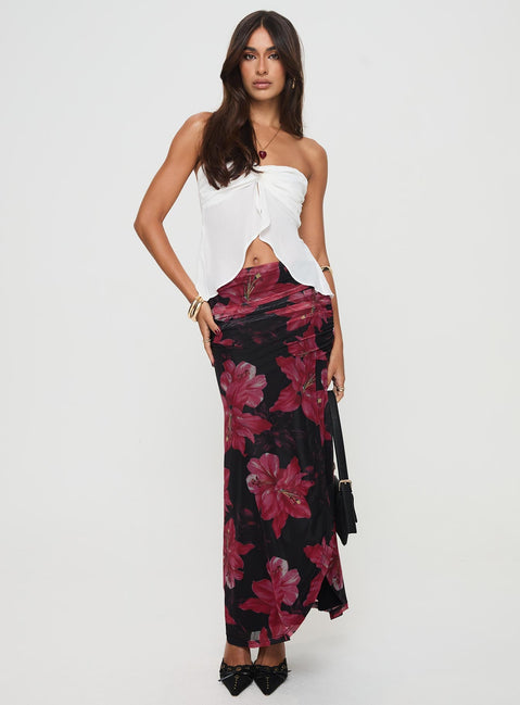 product Princess Polly Cooperi Maxi Skirt Black / Red Floral Maxi 