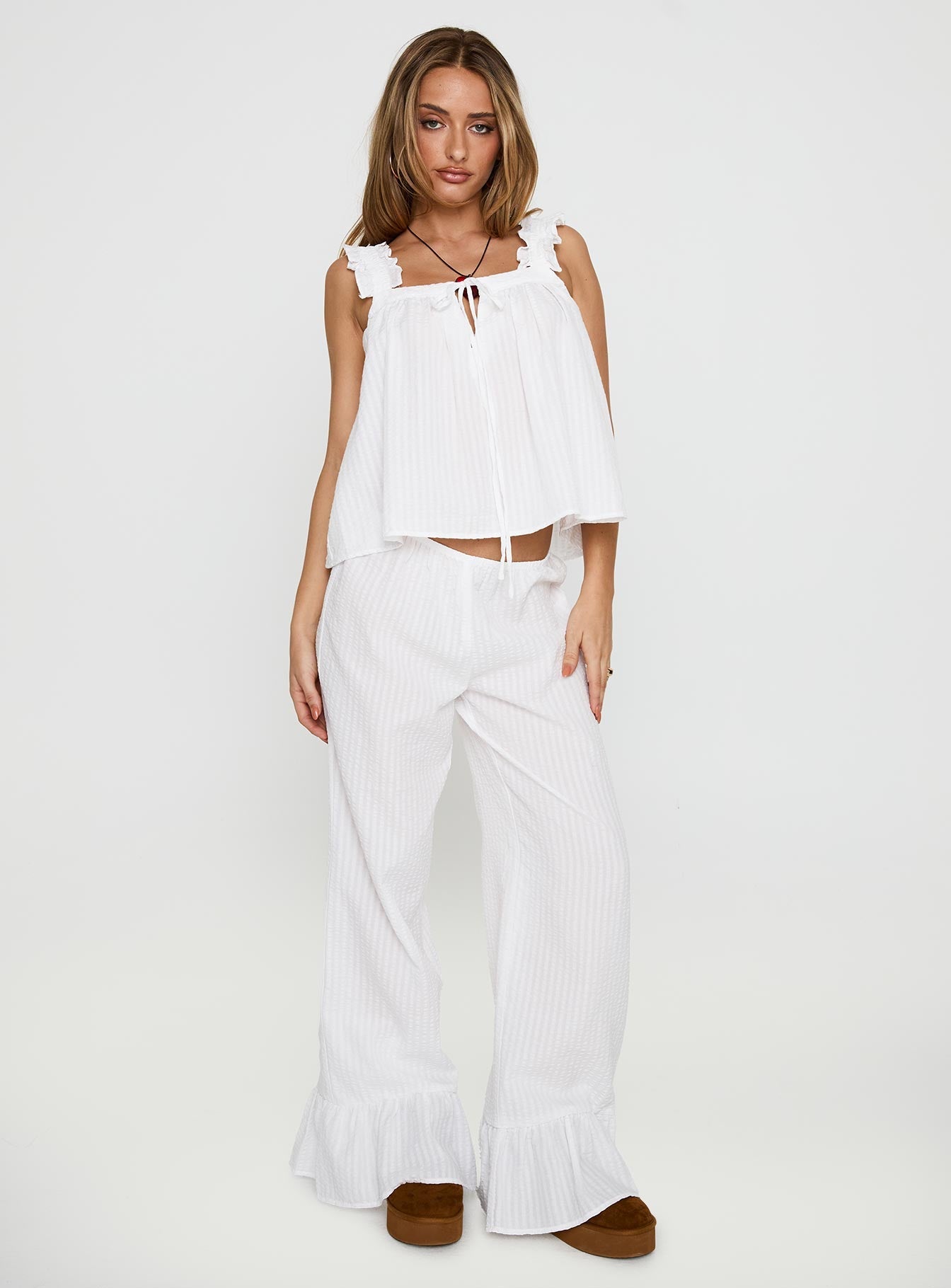 Santabelle Frill Pants White | Princess Polly