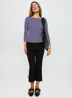 Kambri Backless Long Sleeve Top Navy / White Stripe