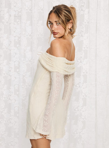 Colettie Long Sleeve Mini Dress Cream
