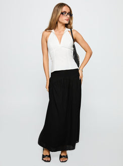   front view of model wearing Princess Polly Human Nurture Maxi Skirt Black Maxi 