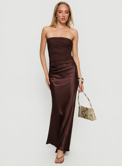 Lulita Strapless Maxi Dress Brown