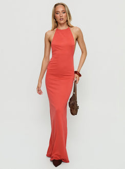 Rheanna Draped Backless Maxi Dress Orange