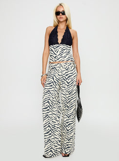 side view of model wearing Princess Polly Paltrow Cargo Pant Zebra High Waisted 