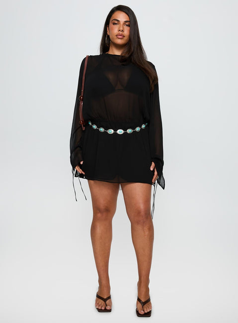 Get Closer Backless Playsuit Black Curve