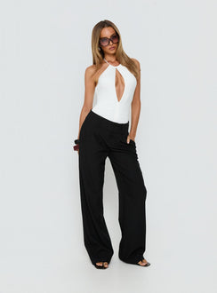 side view of model wearing Princess Polly Zalyra Cut Out Bodysuit White Sleeveless 