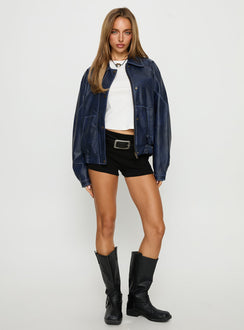 Jaxton Faux Leather Jacket Navy
